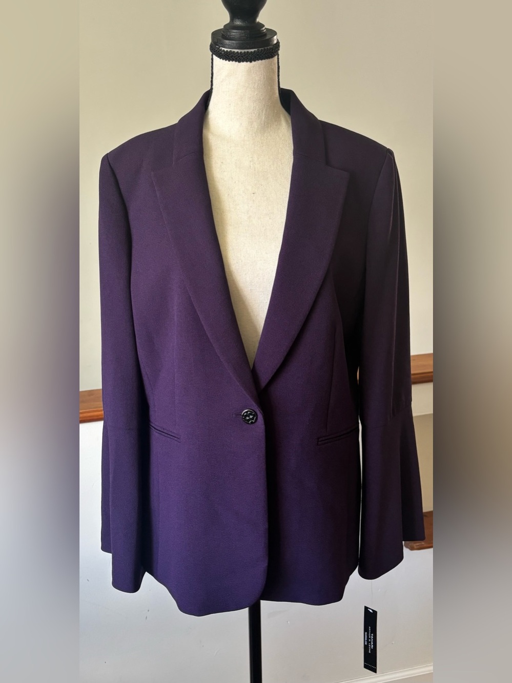 Tahari Arthur Levine Purple Flare Sleeve Blazer
